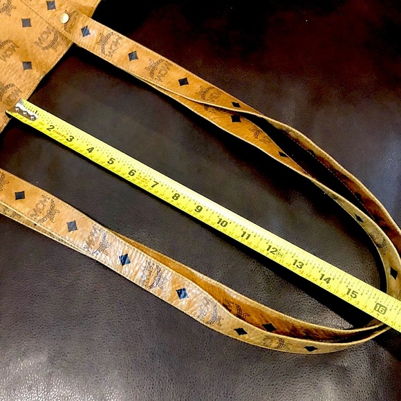 MCM Cognac Vicetos Top Zipper Shoulder Briefcase Work Bag Authentic EUC - Picture 13 of 17